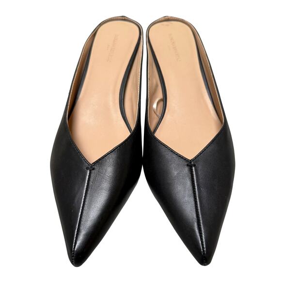 Banana Republic Black Leather Pointed Kitten Heel Mule Office Formal - Size: 9 - Picture 3 of 9